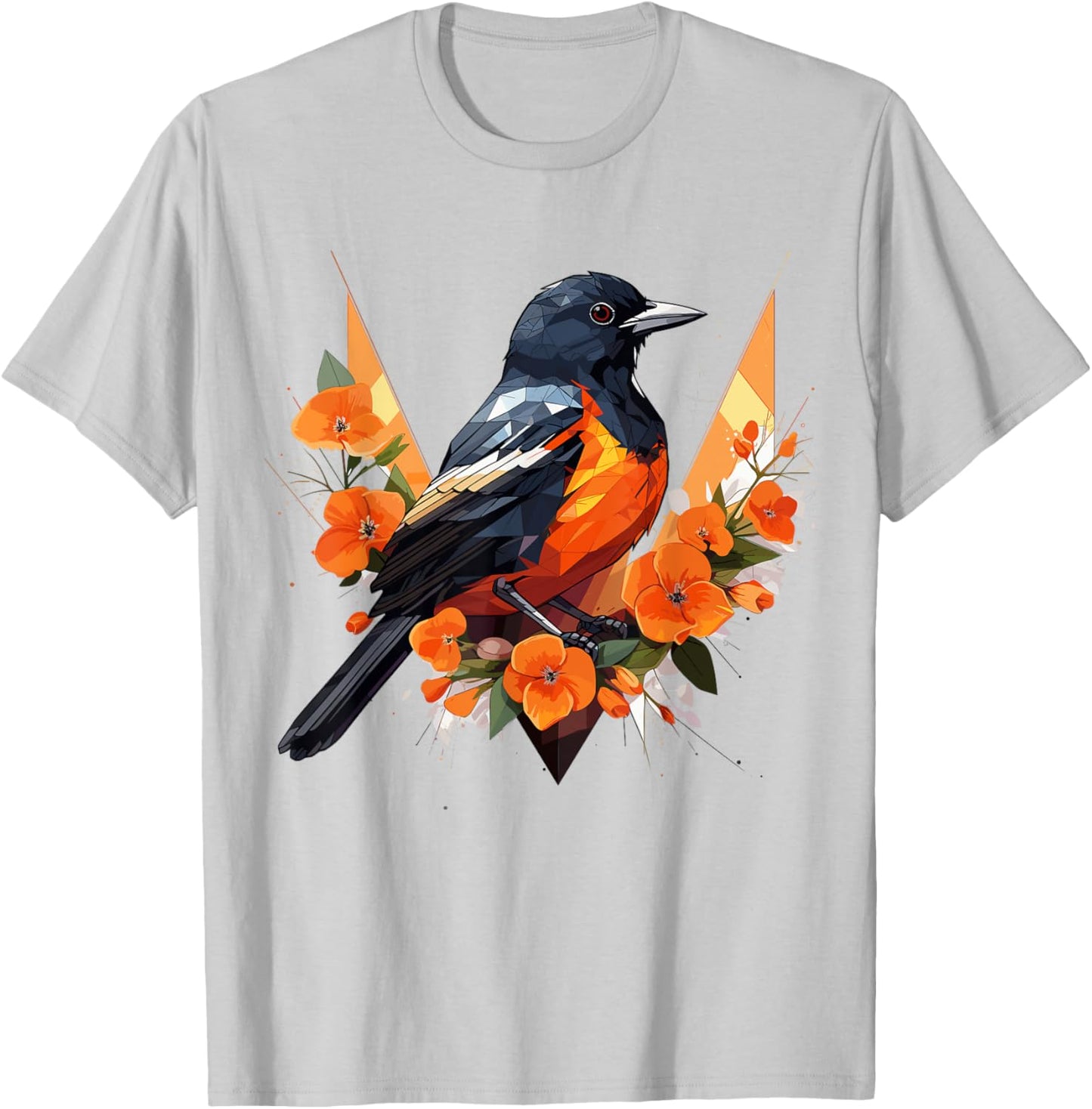 Oriole Geometric Patten Art,Cute Oriole Lover T-Shirt - T-Shirt | Ash