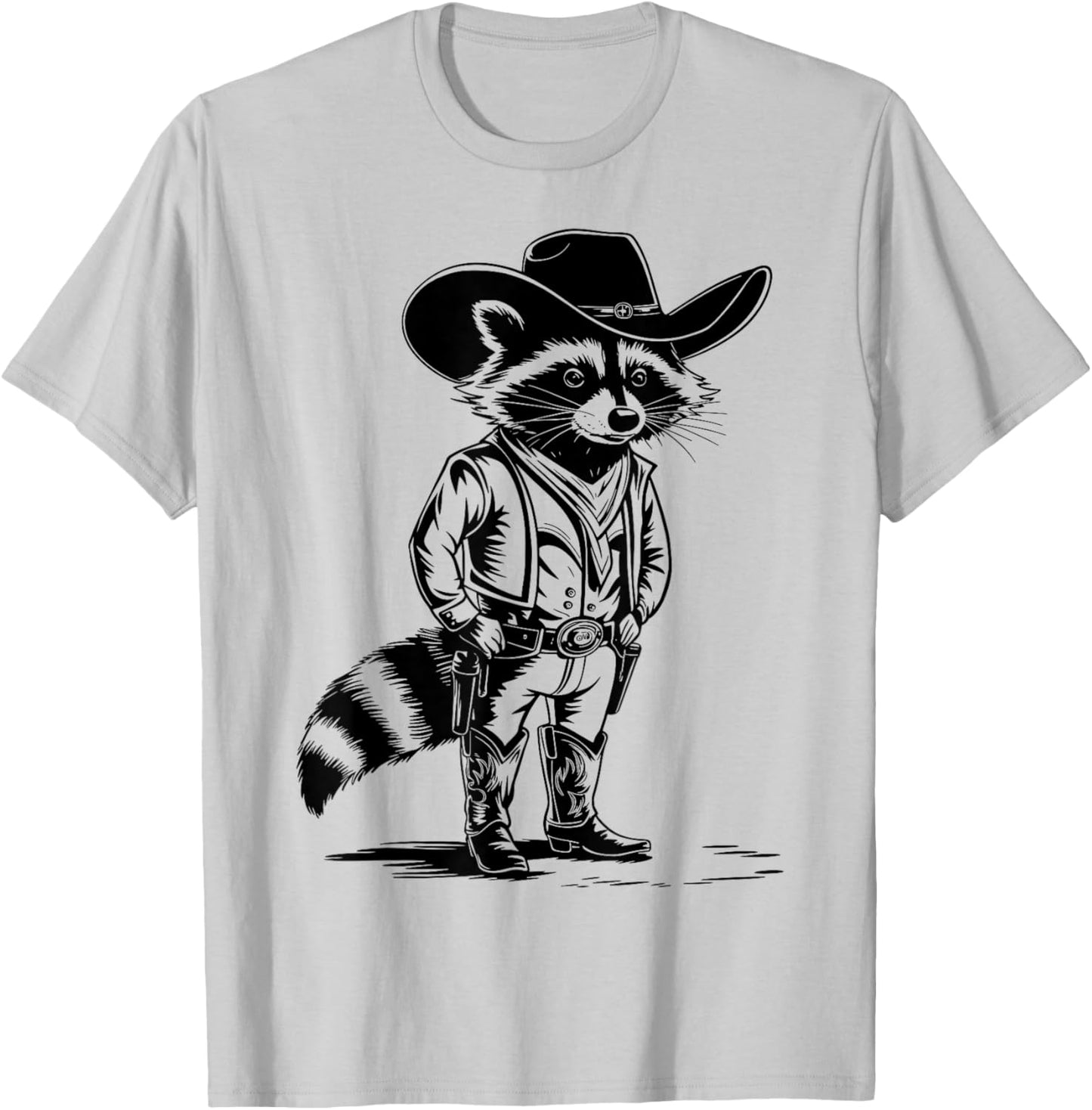 Vintage Raccoon Cowboy Country Graphic Western Men Women , grey, S T-Shirt - T-Shirt | Ash