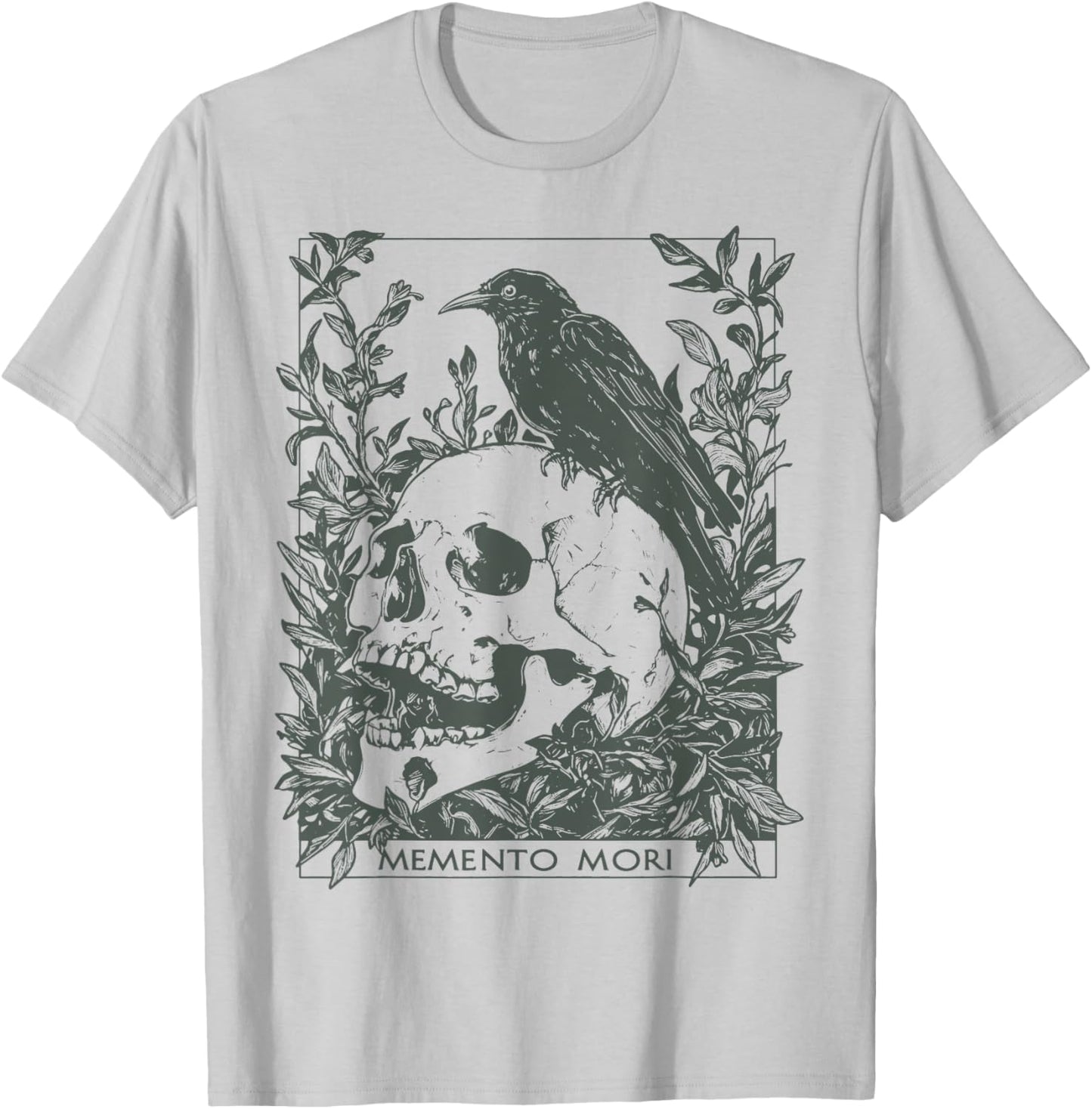 Memento Mori Vanitas Goth Gothic Dark Academia Occult Skull T-Shirt - T-Shirt | Ash