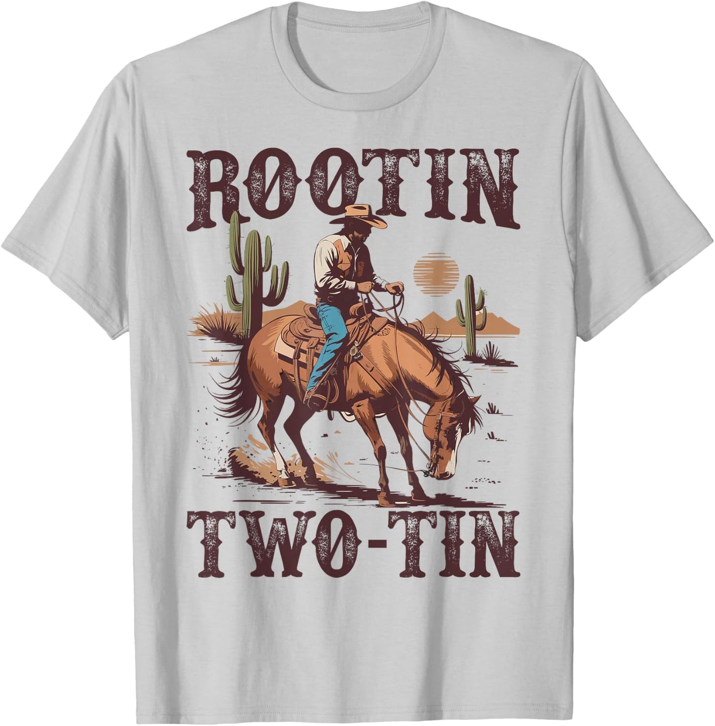 Rootin Two-tin 2nd Birthday 2 Year Old Western Cowboy Bday T-Shirt - T-Shirt | Ash