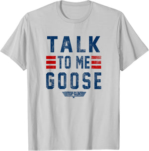Top Gun Talk To Me Goose Distressed Text,Short Sleeve T-Shirt - T-Shirt | Ash