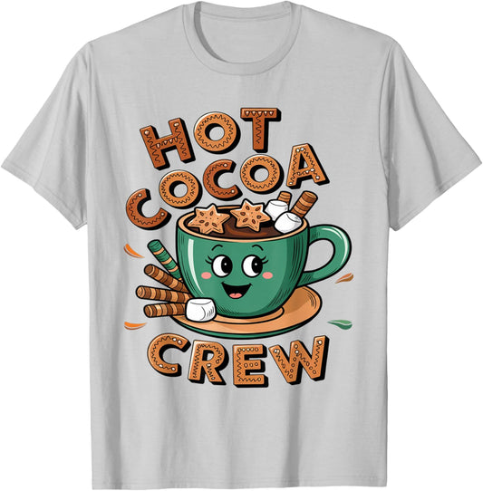 Hot Cocoa Crew Cozy Winter Holiday Team Xmas Matching T-Shirt - T-Shirt | Ash