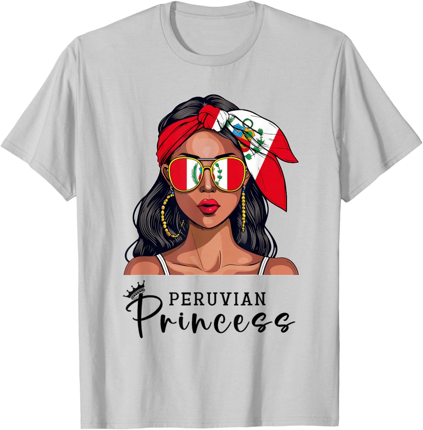 Peruvian Souvenirs Products Woman Flag Princess Peru T-Shirt - T-Shirt | Ash