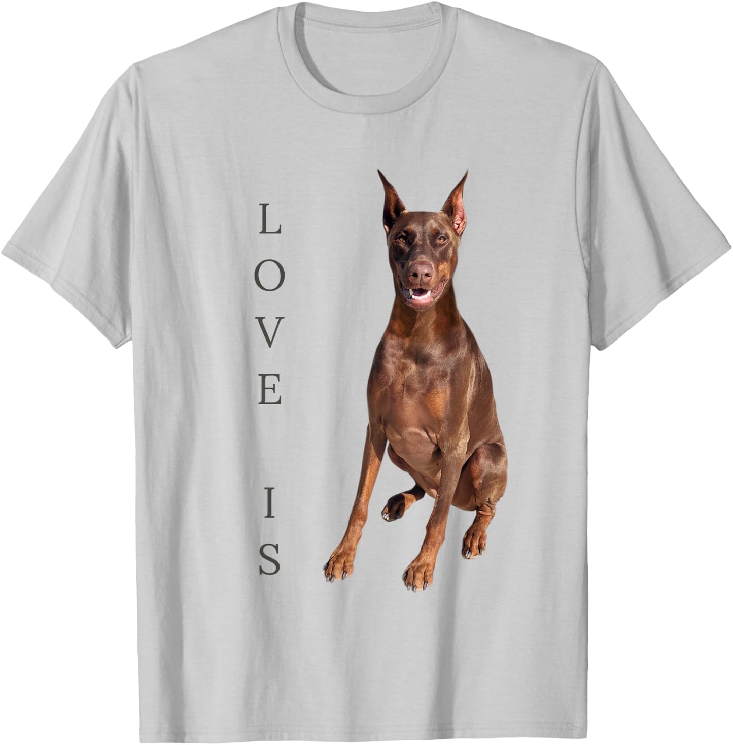 Doberman Shirt Doberman Pinscher Dog Mom Dad Love Pet Puppy T-Shirt - T-Shirt | Ash