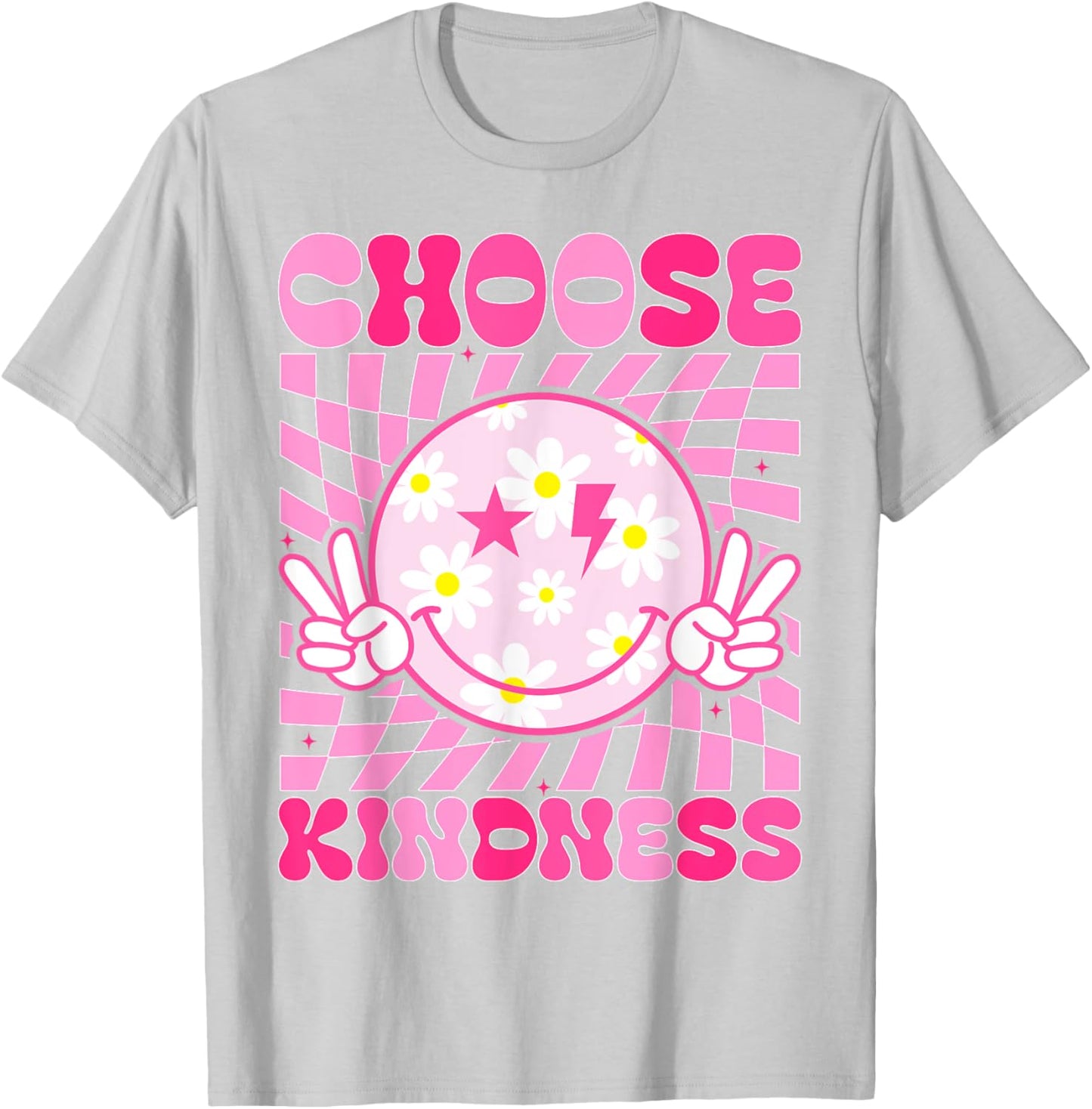 Retro Choose Kindness Smile Face Groovy Be Kind Women Kids T-Shirt - T-Shirt | Ash