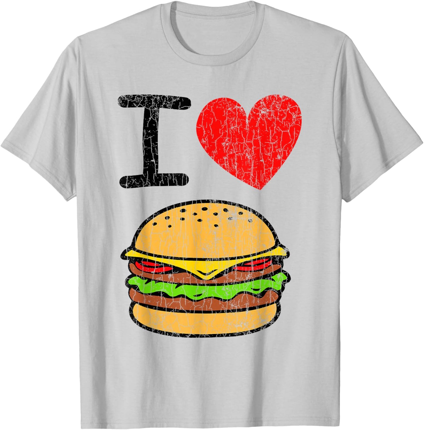 I Love Burgers Funny Hamburger Cheeseburger Graphic T-Shirt - T-Shirt | Ash
