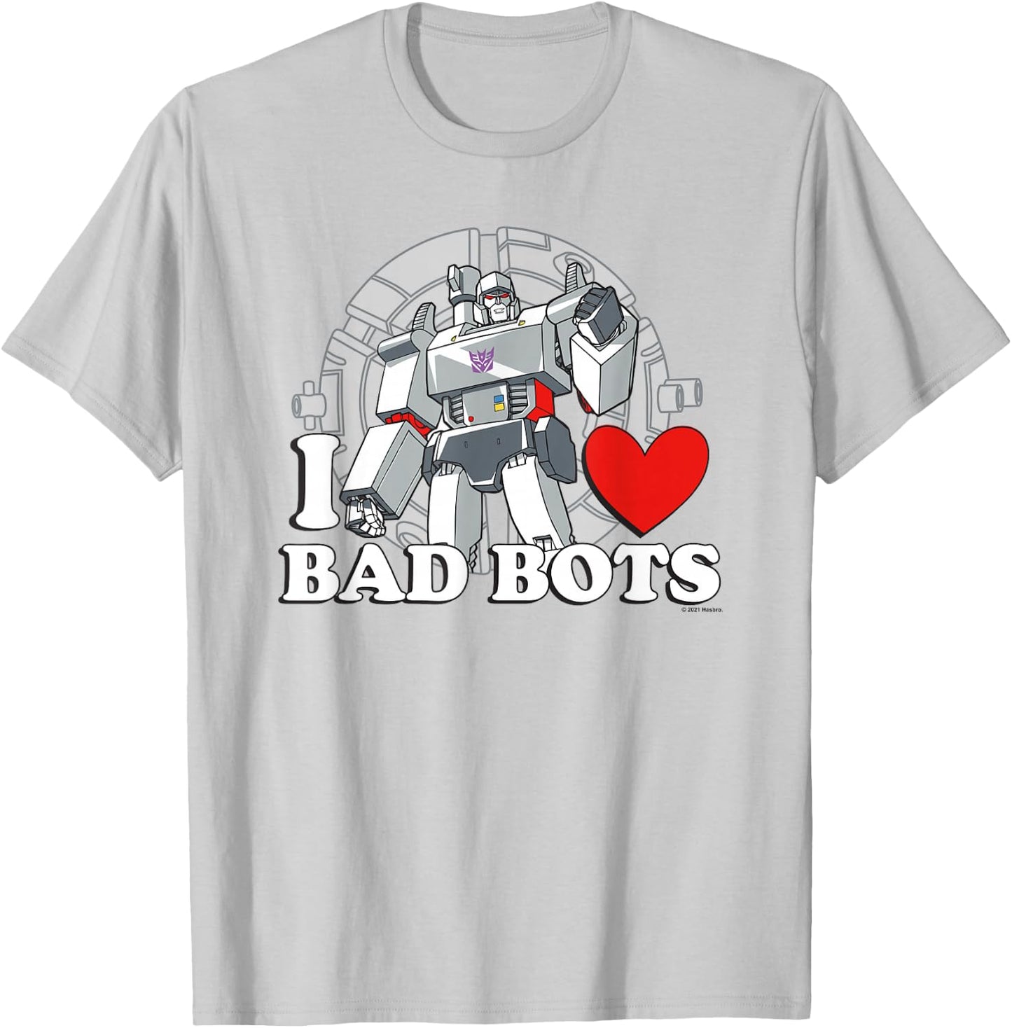 Transformers Valentine's Day Megatron I Heart Bad Bots T-Shirt - T-Shirt | Ash