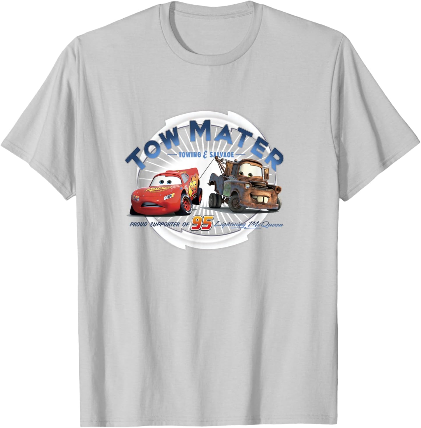 Disney Pixar Cars Tow Mater Towing & Salvage Buddies Shot V2 T-Shirt - T-Shirt | Ash