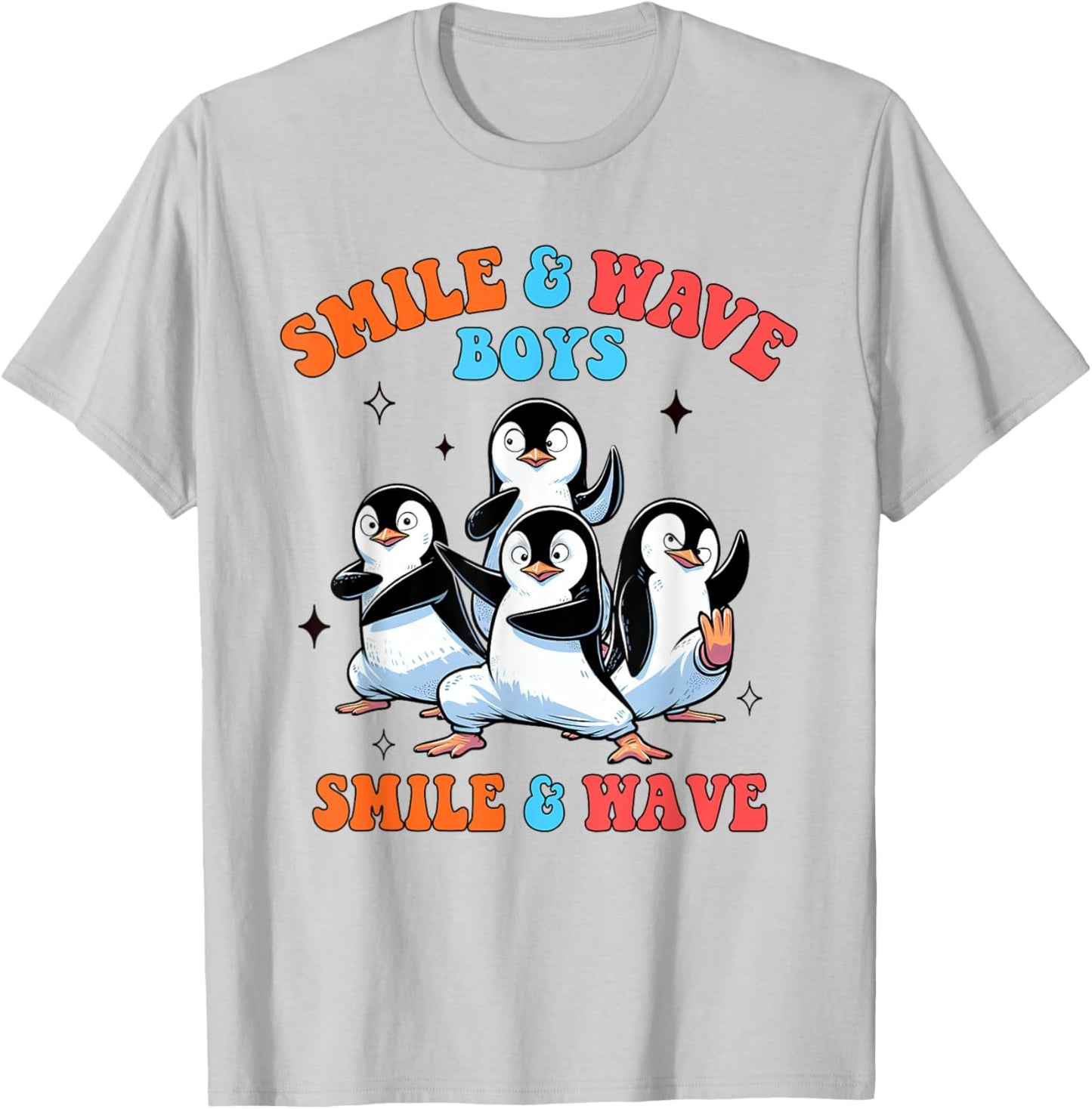 Penguin Lover Smile And Wave Boys Penguins Animal Lover T-Shirt - T-Shirt | Ash