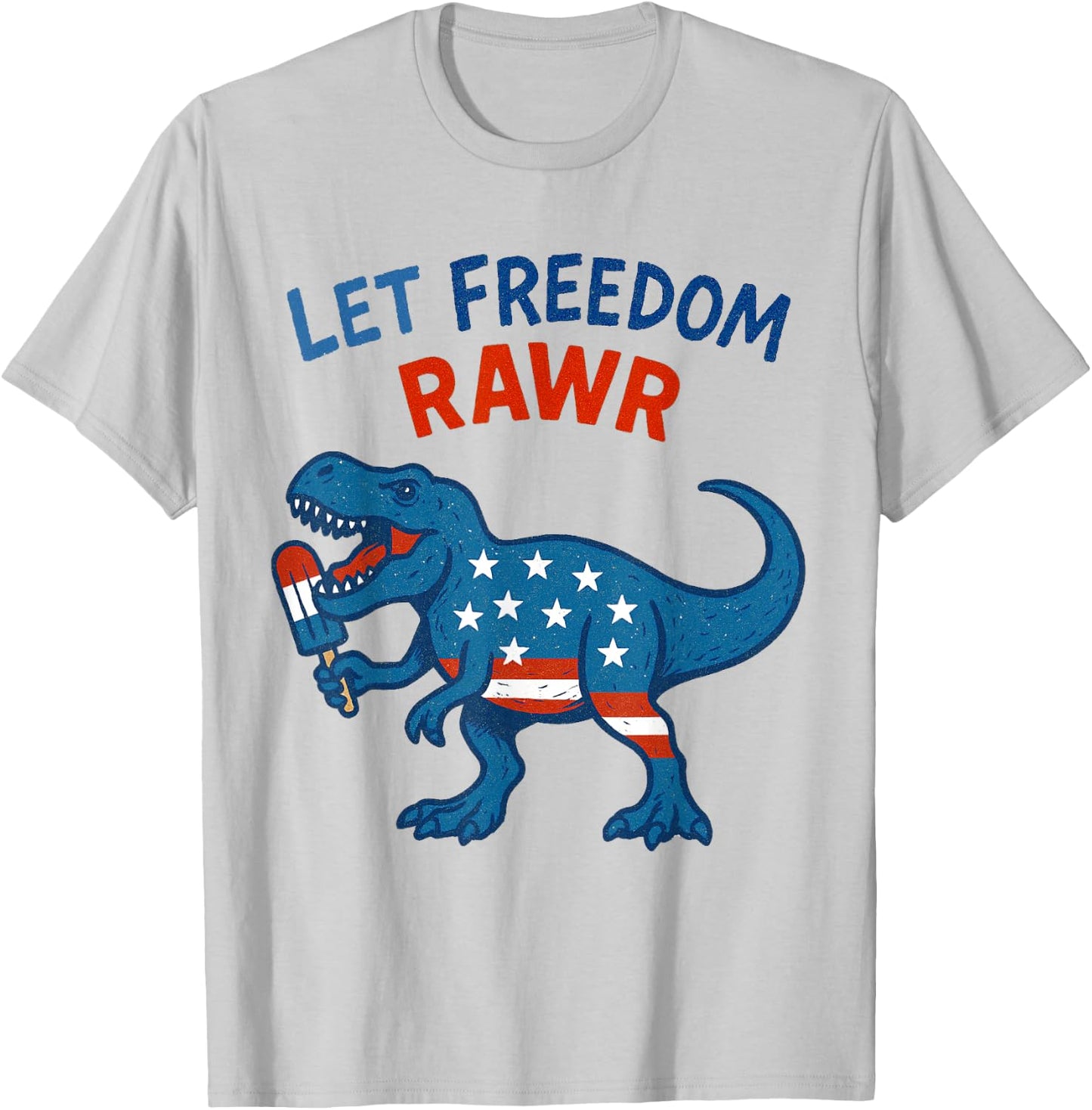 Dinosaur USA Roar TREX American Flag T-Shirt - T-Shirt | Ash