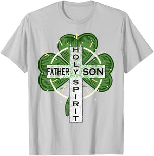 Irish Shamrock St Patricks Day Father Son Spirit Religious T-Shirt - T-Shirt | Ash