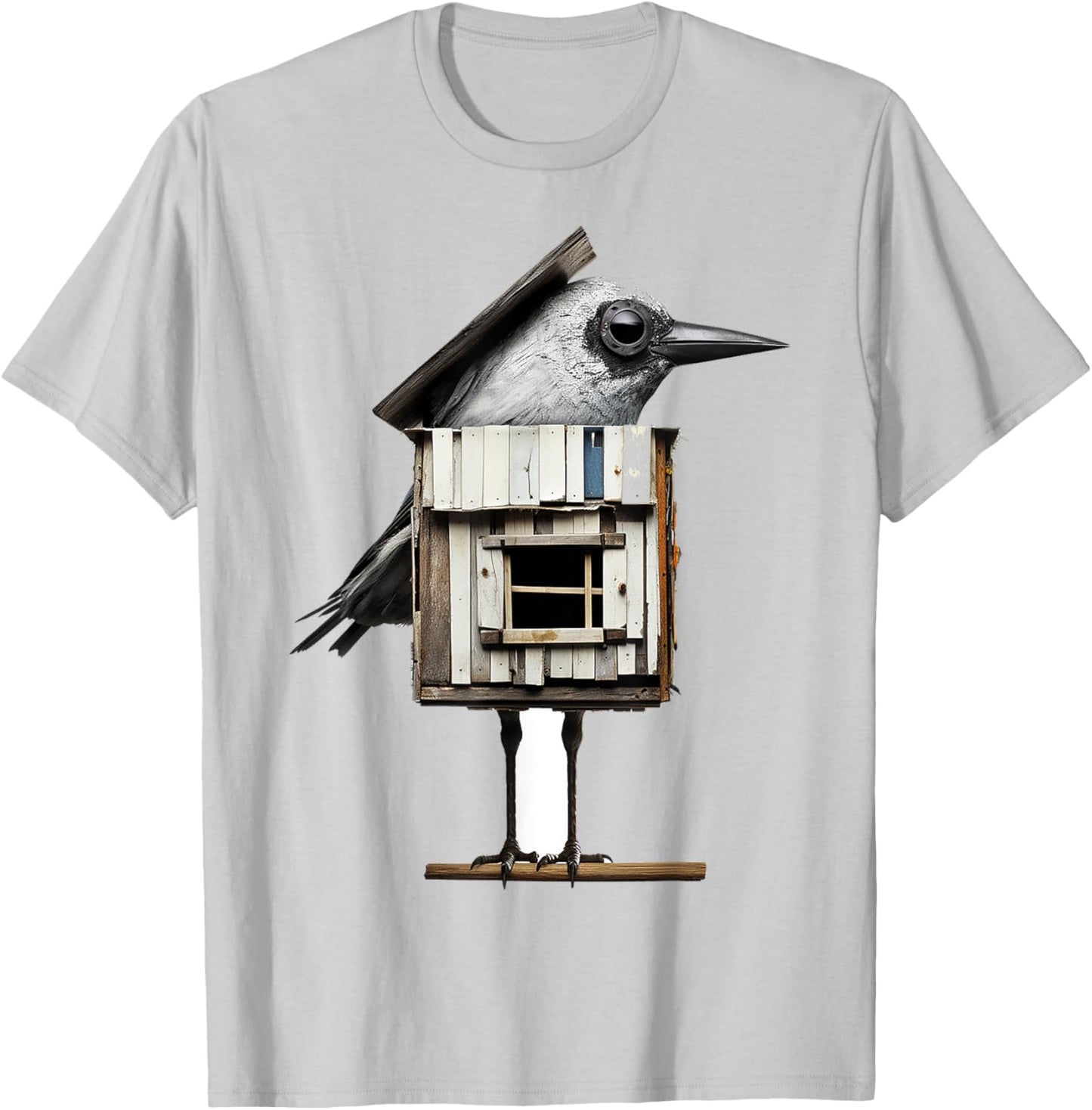 Bird Drawing Art Sculpture Animal Graphic Bird T-Shirt - T-Shirt | Ash