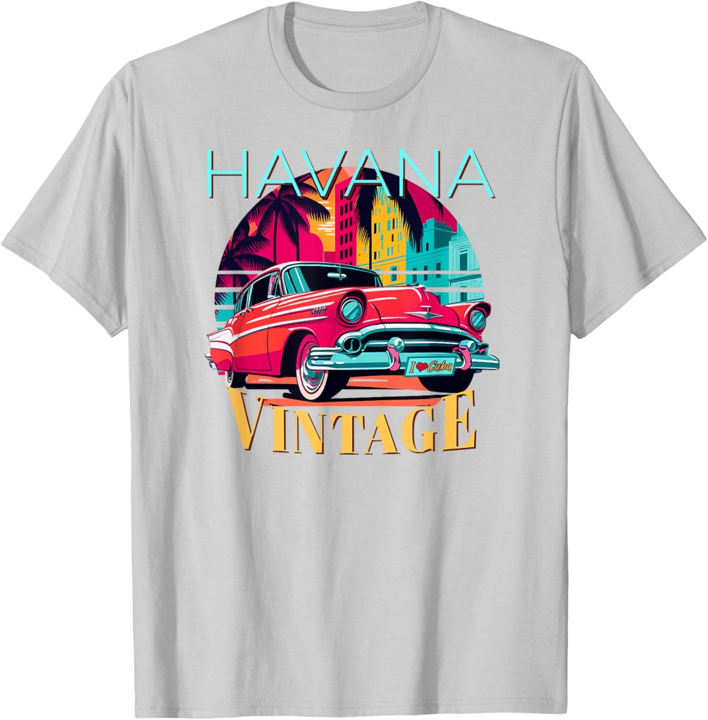 Havana Miami Spanish Cuban Flag Habana Vieja Retro Cuba T-Shirt - T-Shirt | Ash