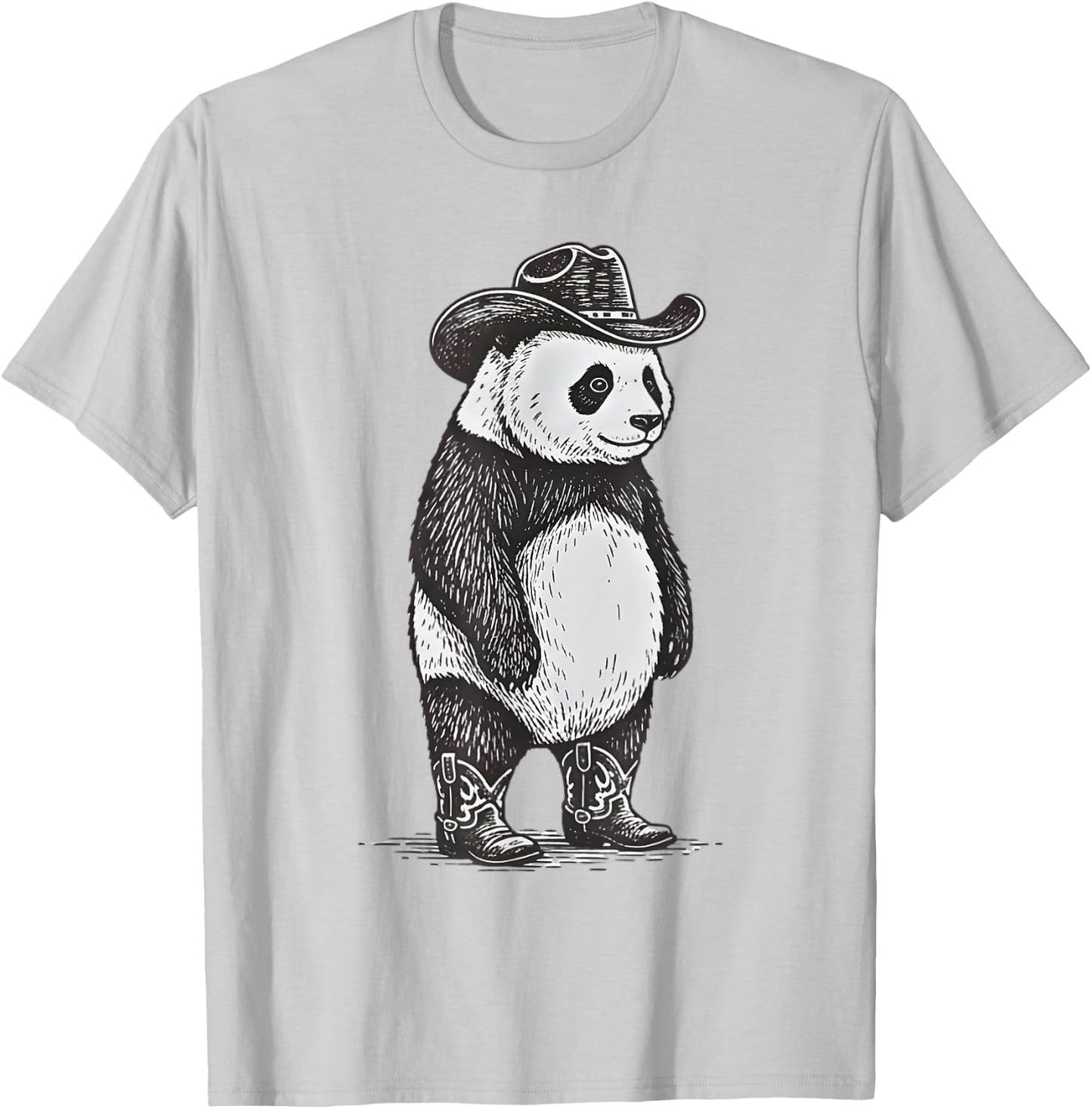 Vintage Panda Cowboy Cowgirl Funny Panda Western Country T-Shirt - T-Shirt | Ash