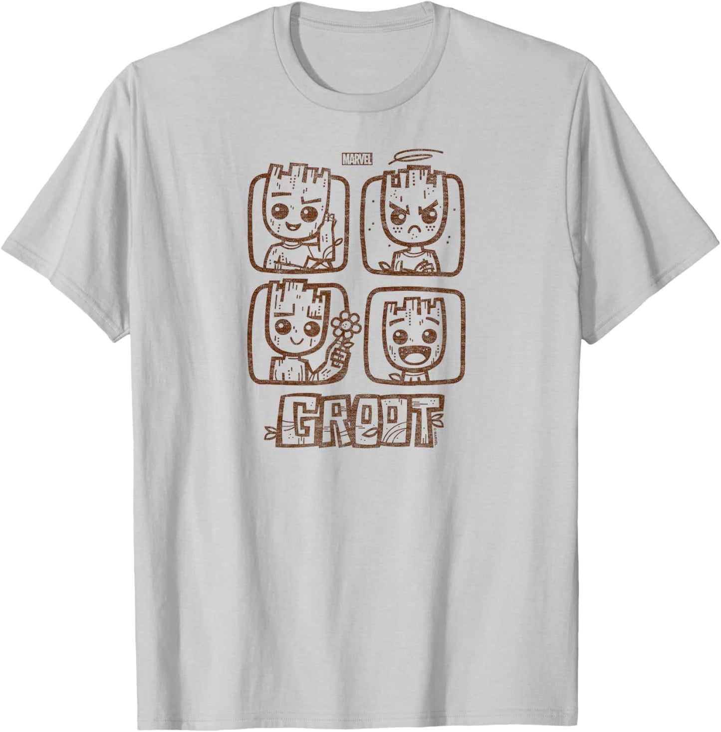 Guardians of The Galaxy - Groot Grid T-Shirt - T-Shirt | Ash