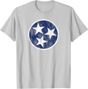 Retro Tennessee Flag Star Logo Volunteer State Nashville TN T-Shirt - T-Shirt | Ash
