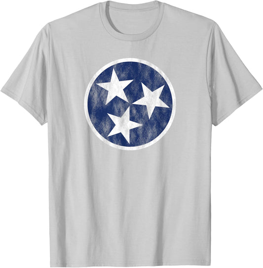 Retro Tennessee Flag Star Logo Volunteer State Nashville TN T-Shirt - T-Shirt | Ash