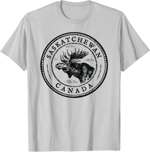 Moose Antlers Art Lovers Gift, Saskatchewan Canada Moose T-Shirt - T-Shirt | Ash