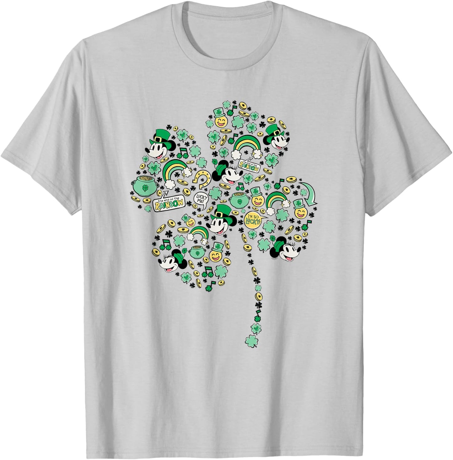 Disney Mickey & Minnie St. Patrick's Day Lucky 4-Leaf Clover T-Shirt - T-Shirt | Ash