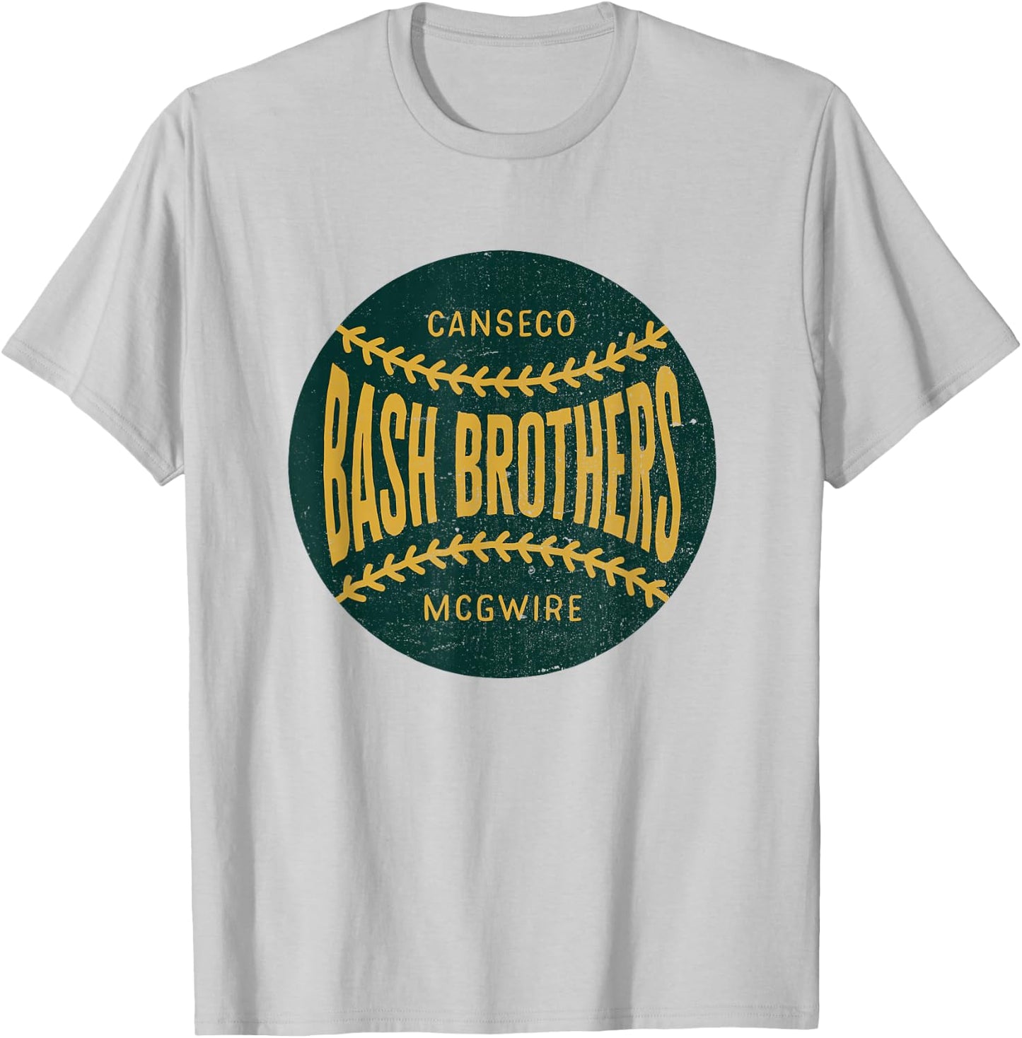 Distressed Vintage-Look Bash Brothers | Baseball T-Shirt - T-Shirt | Ash