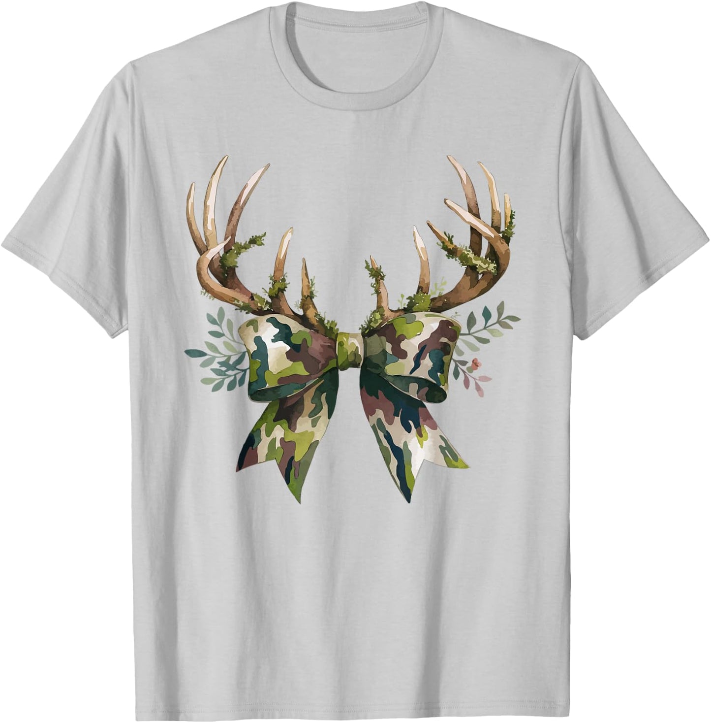 Coquette Camo Bow Camouflage Antlers Hunting Duck Women Girl T-Shirt - T-Shirt | Ash