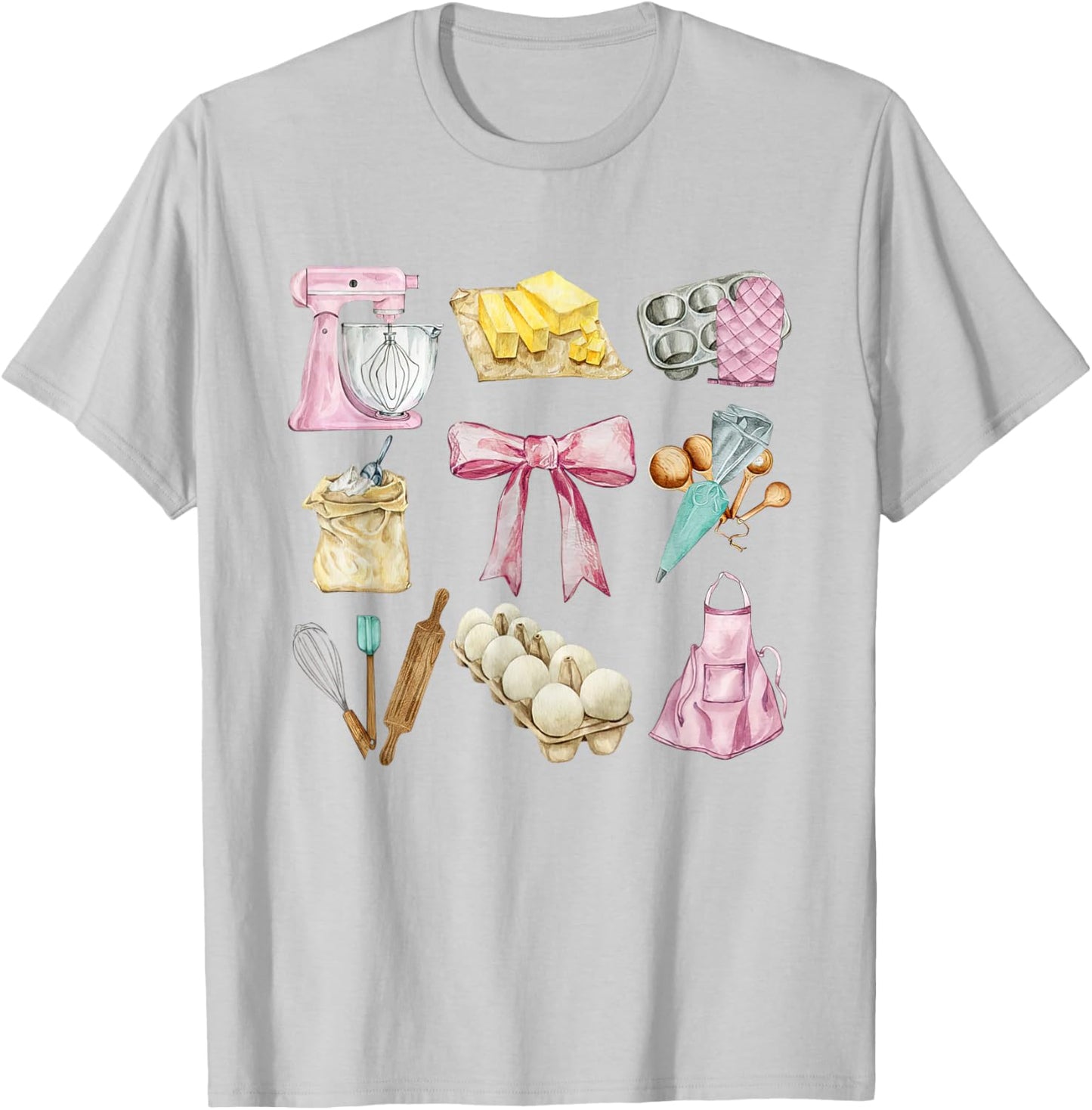 Retro Coquette Baker Aesthetic Bake Lover Baking Women Girls T-Shirt - T-Shirt | Ash