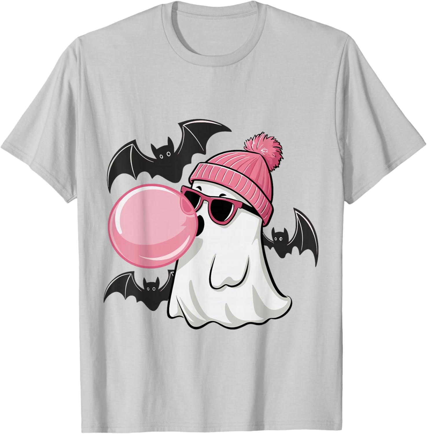 Cute Ghost Bubble Gum Lovers Spooky Halloween Costume T-Shirt - T-Shirt | Ash