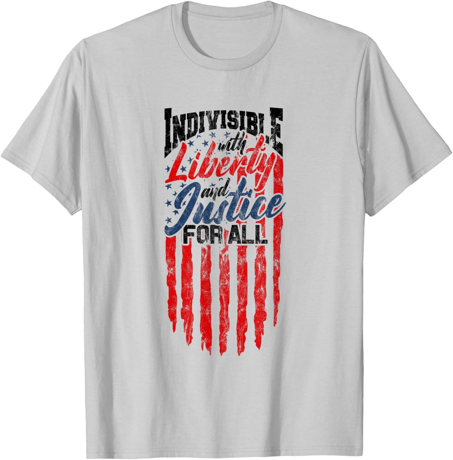 Indivisible with Liberty and Justice for All - US Flag T-Shirt - T-Shirt | Ash