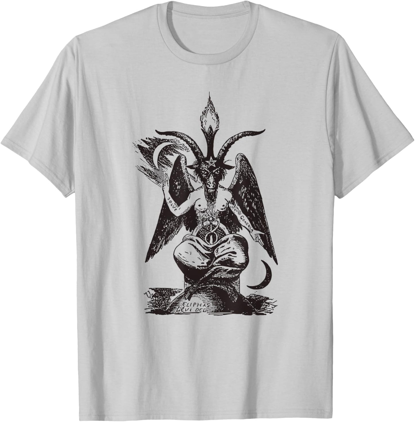 Baphomet Mystic Occult Goth Demon Satan Satanism Black White T-Shirt - T-Shirt | Ash