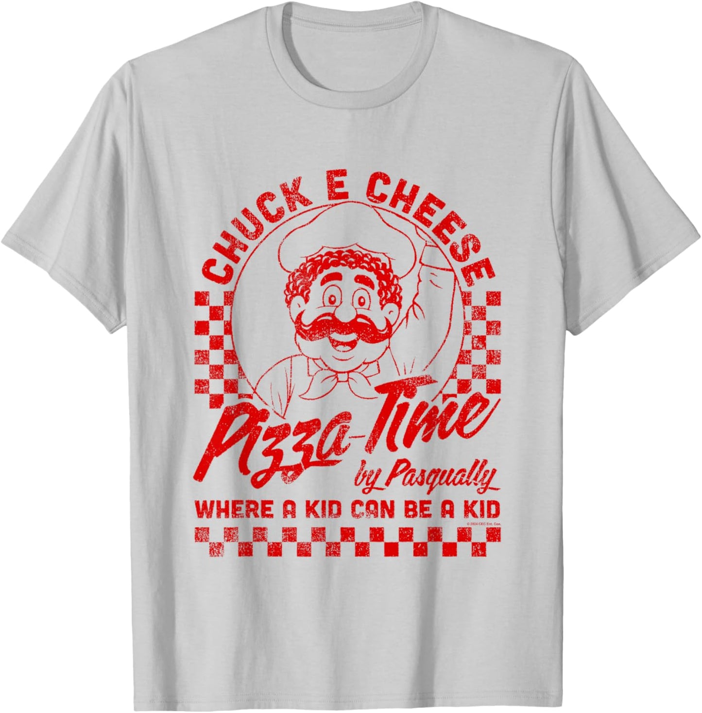 Chuck E. Cheese Pizza Time By Pasqually Vintage Chest Logo T-Shirt - T-Shirt | Ash