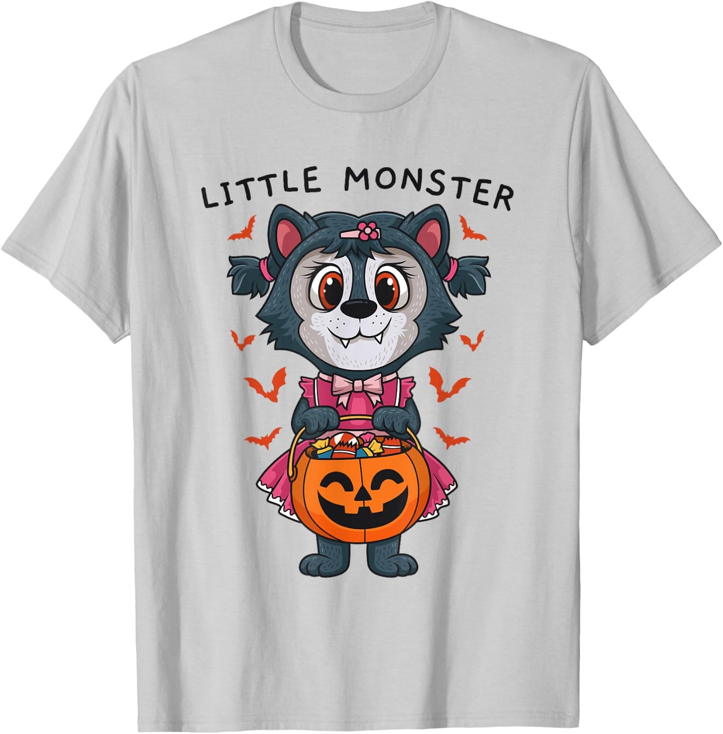 Werewolf Little Monster Matching Halloween Costume For Girls T-Shirt - T-Shirt | Ash