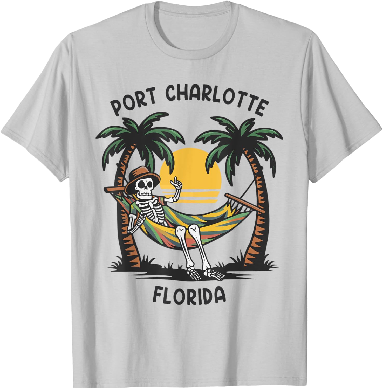 Vintage Port Charlotte Florida Palms FL Sunset Funny T-Shirt - T-Shirt | Ash