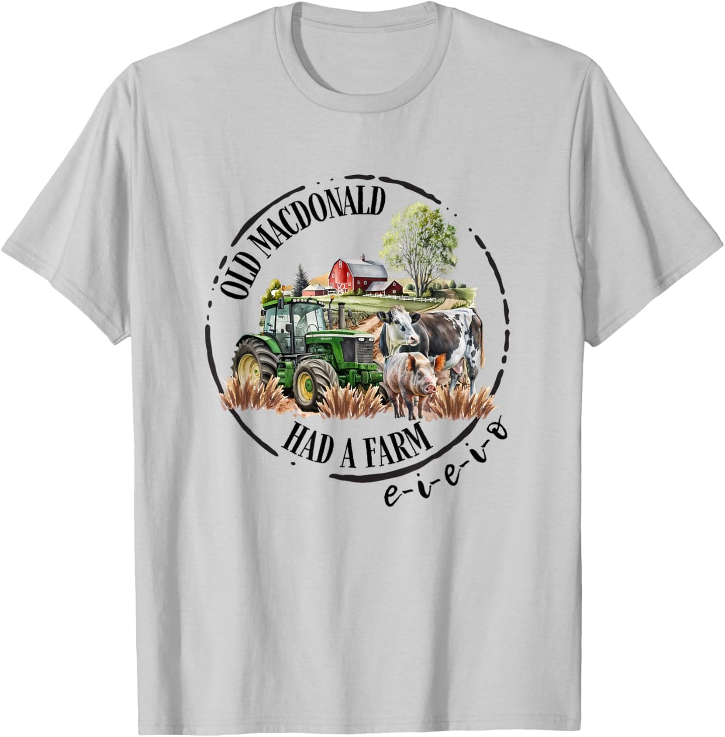 Toddler Kids Old MacDonald Had a Farm E-I-E-I-O Nursery Song T-Shirt - T-Shirt | Ash