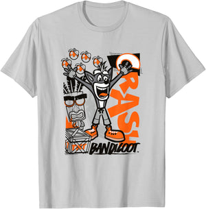 Crash Bandicoot Retro Vintage Crash Wumpa Graffiti Badge T-Shirt - T-Shirt | Ash