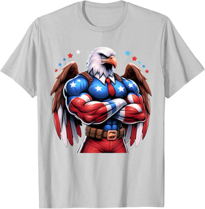 Patriotic US Flag Patriotic Eagle July USA American Flag Women Men T-Shirt - T-Shirt | Ash