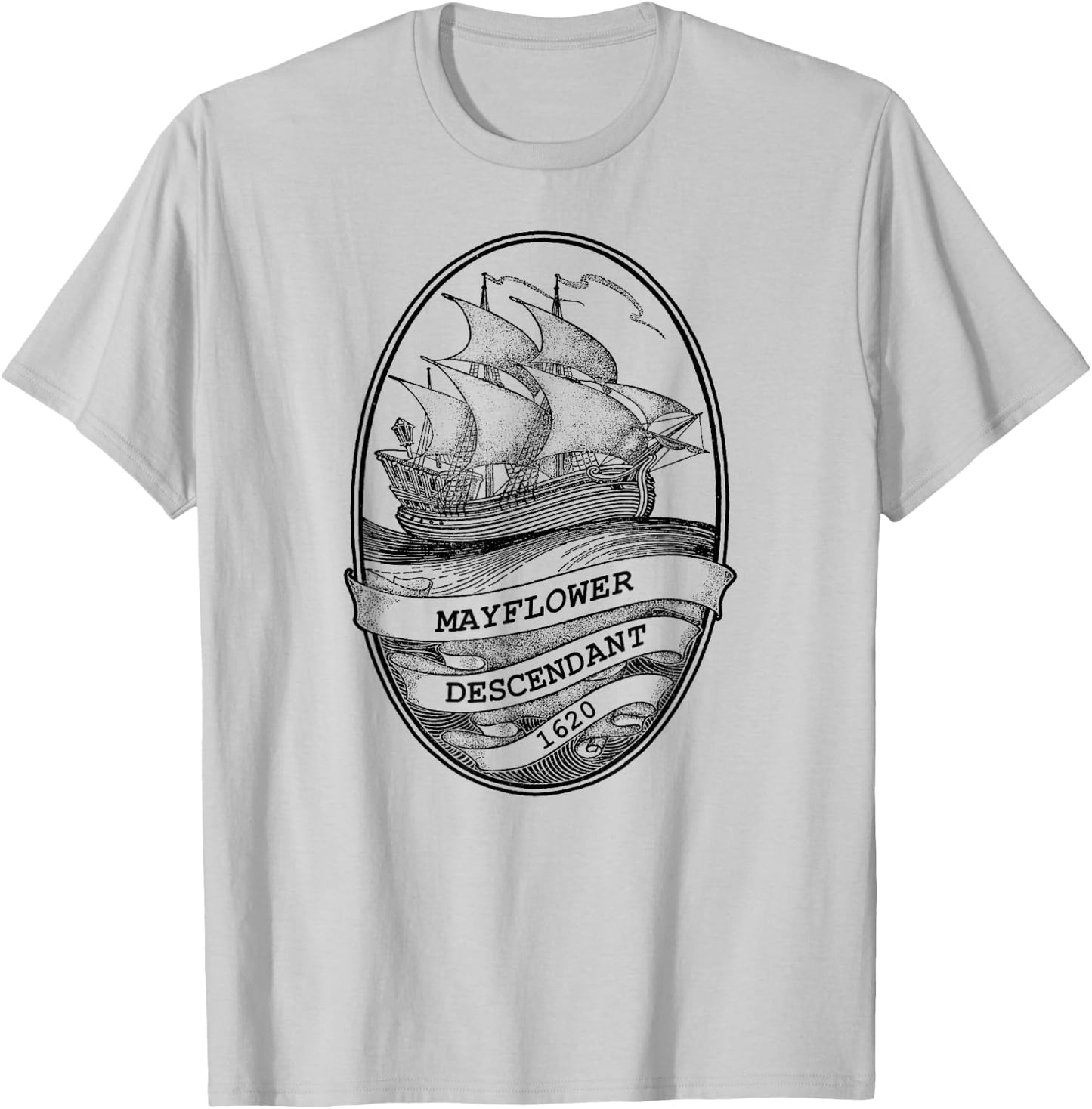 Mayflower Descendant 1620 T-Shirt - T-Shirt | Ash