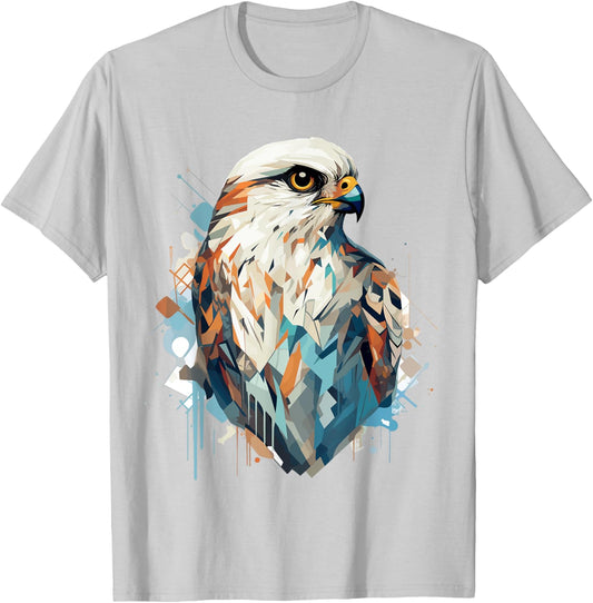 American Kestrel Bird Geometric Patten Art,Cute Kestrel Love T-Shirt - T-Shirt | Ash