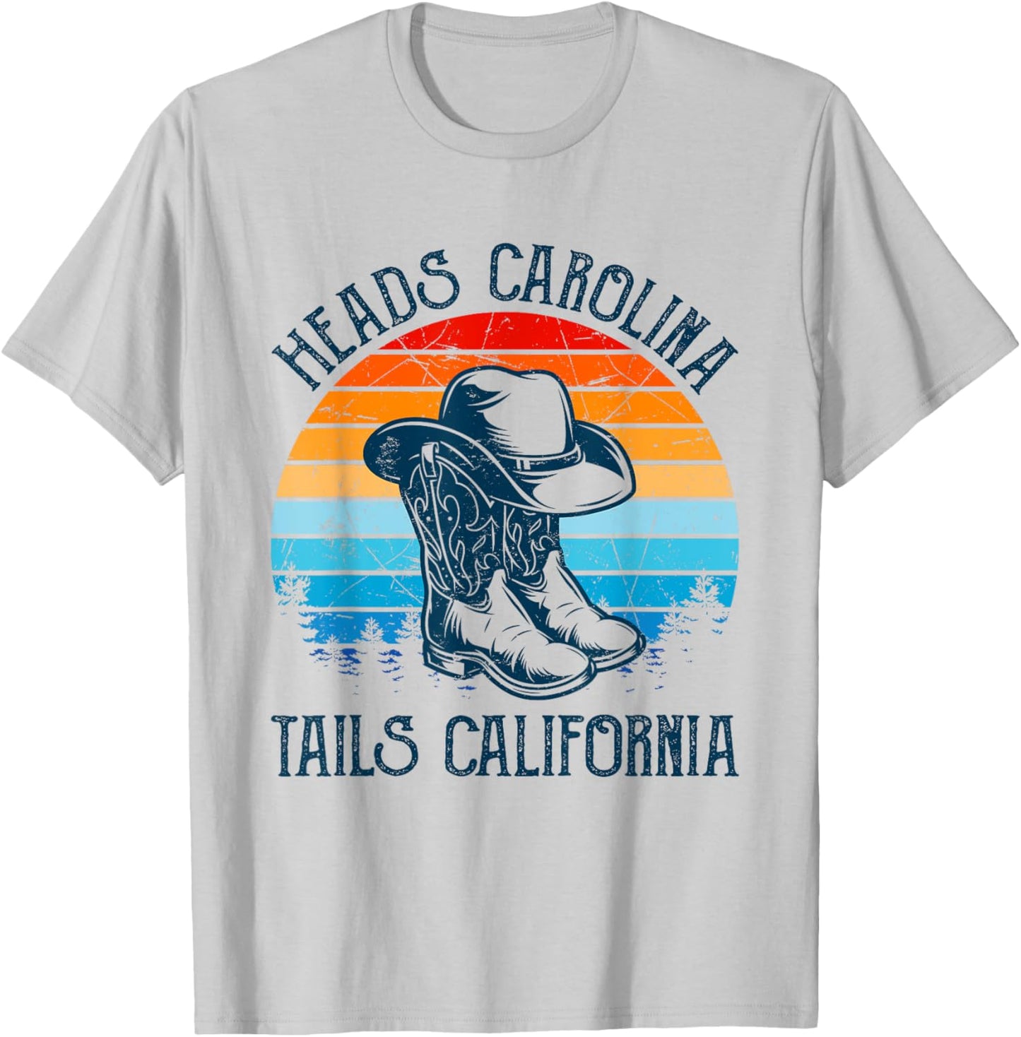 Heads Carolina Tail California Country Music Cowgirl Western T-Shirt - T-Shirt | Ash