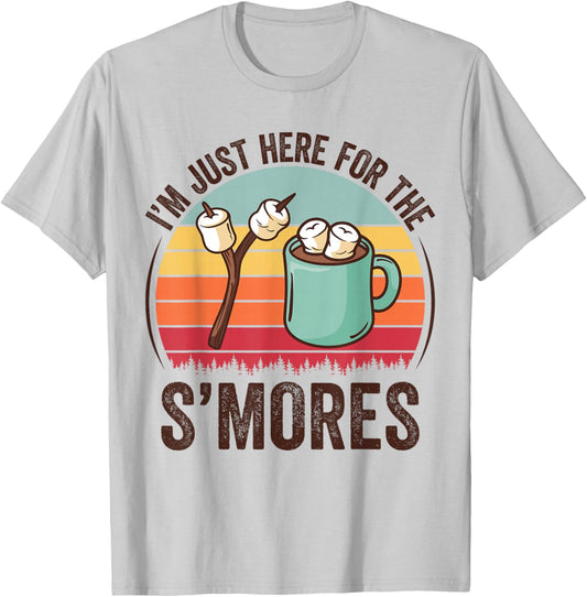 I'm Just Here For The Smores Funny Camping S'Mores Vintage T-Shirt - T-Shirt | Ash