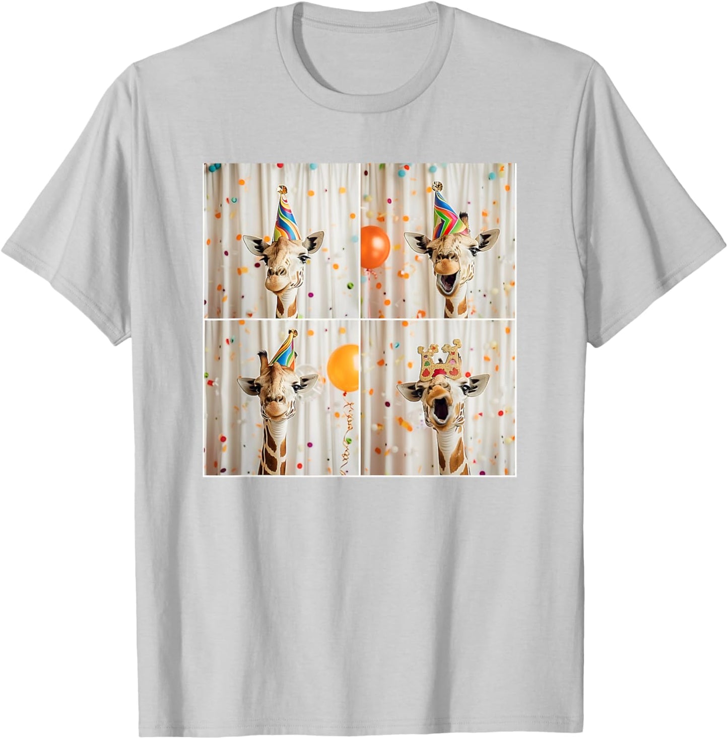 Happy Giraffe Face Jungle Animal Selfie Birthday Giraffe T-Shirt - T-Shirt | Ash