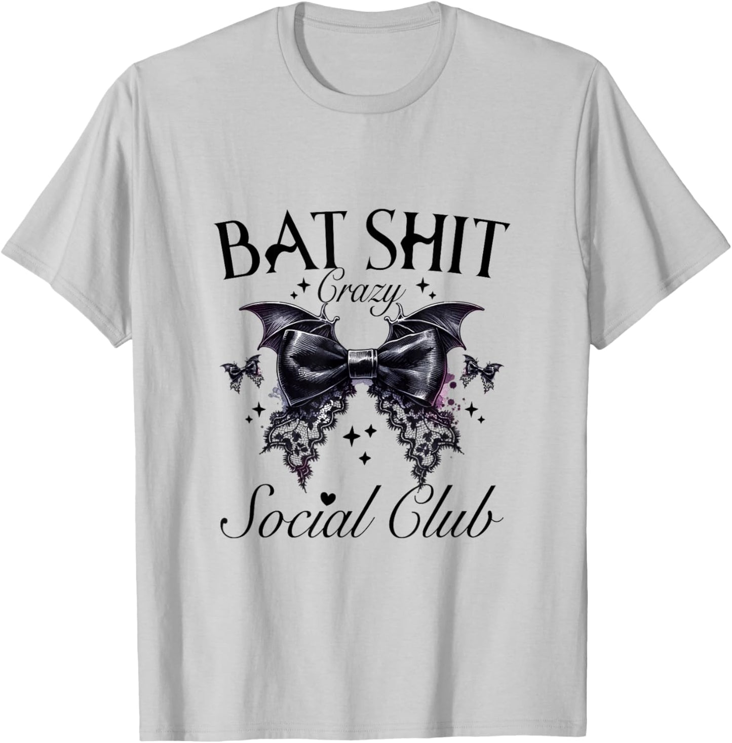 Halloween Bat Shit Crazy Social Club Funny Goth Mom Life T-Shirt - T-Shirt | Ash