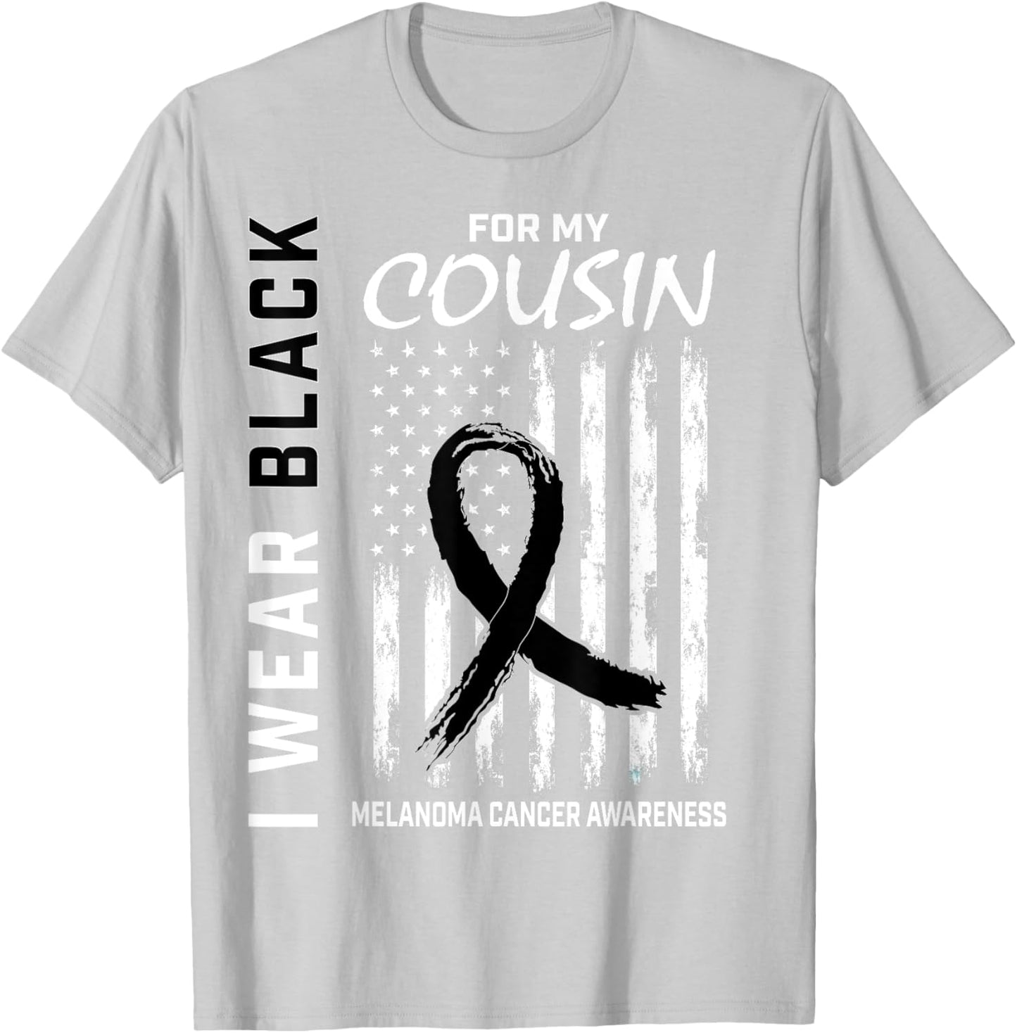 Skin Cancer Cousin Melanoma Cancer Awareness Flag Products T-Shirt - T-Shirt | Ash