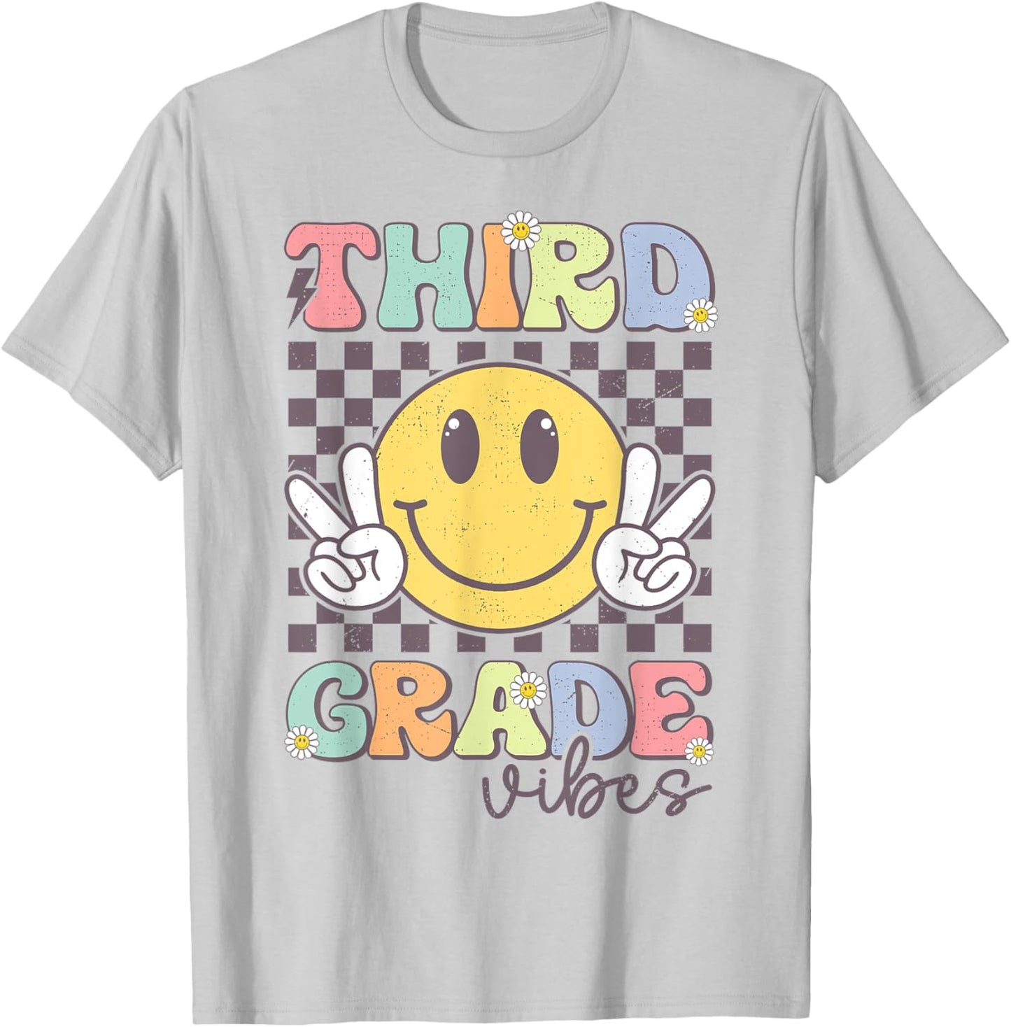 Third Grade Vibes Smile Face 3rd Grade Team Back To School T-Shirt - T-Shirt | Ash
