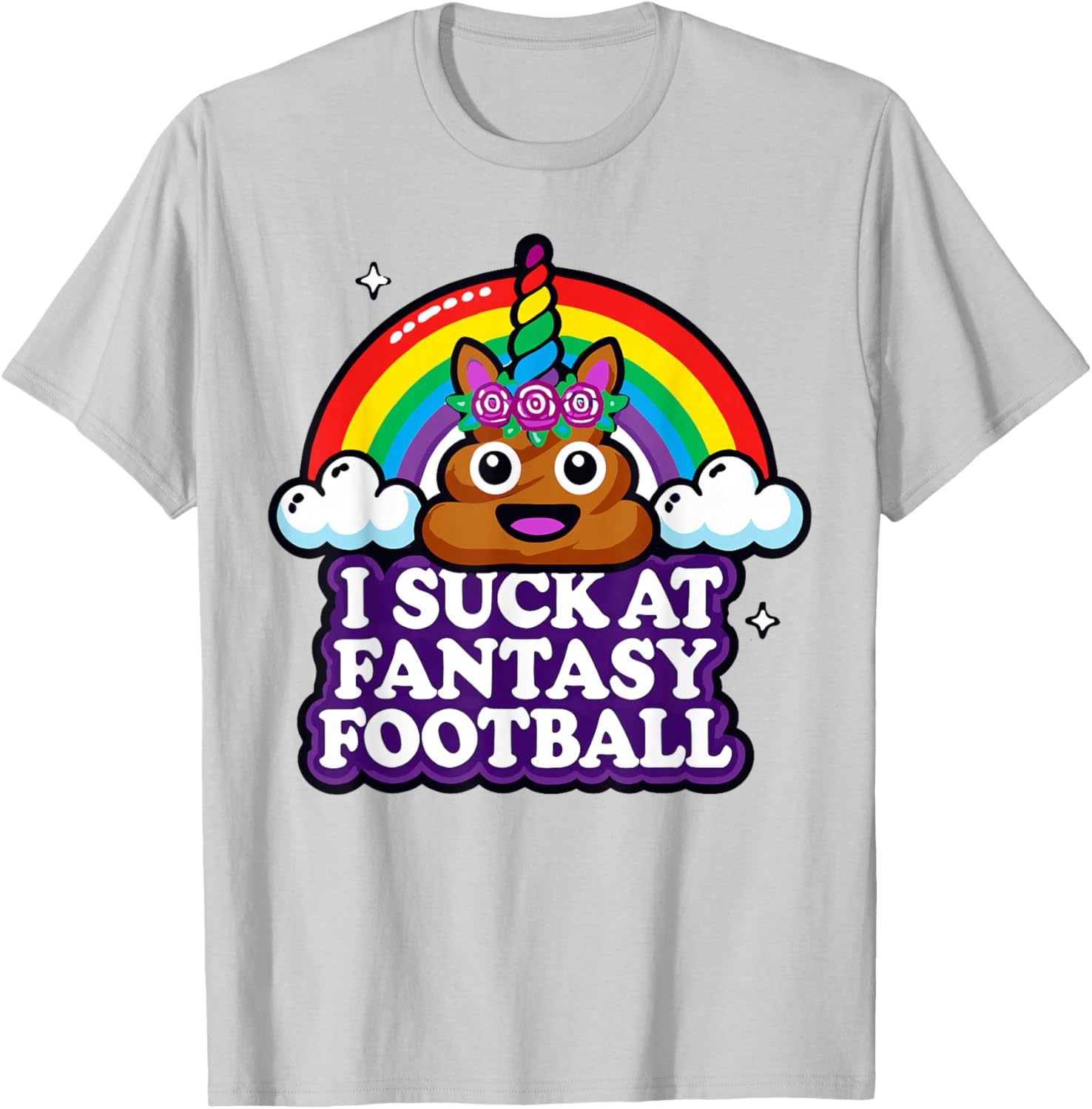 I Suck at Fantasy Football Rainbow Funny T-Shirt - T-Shirt | Ash