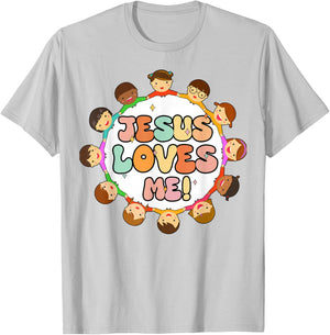 Toddler Jesus Loves Me Christian-Shirt I Heart God Girl Kid T-Shirt - T-Shirt | Ash