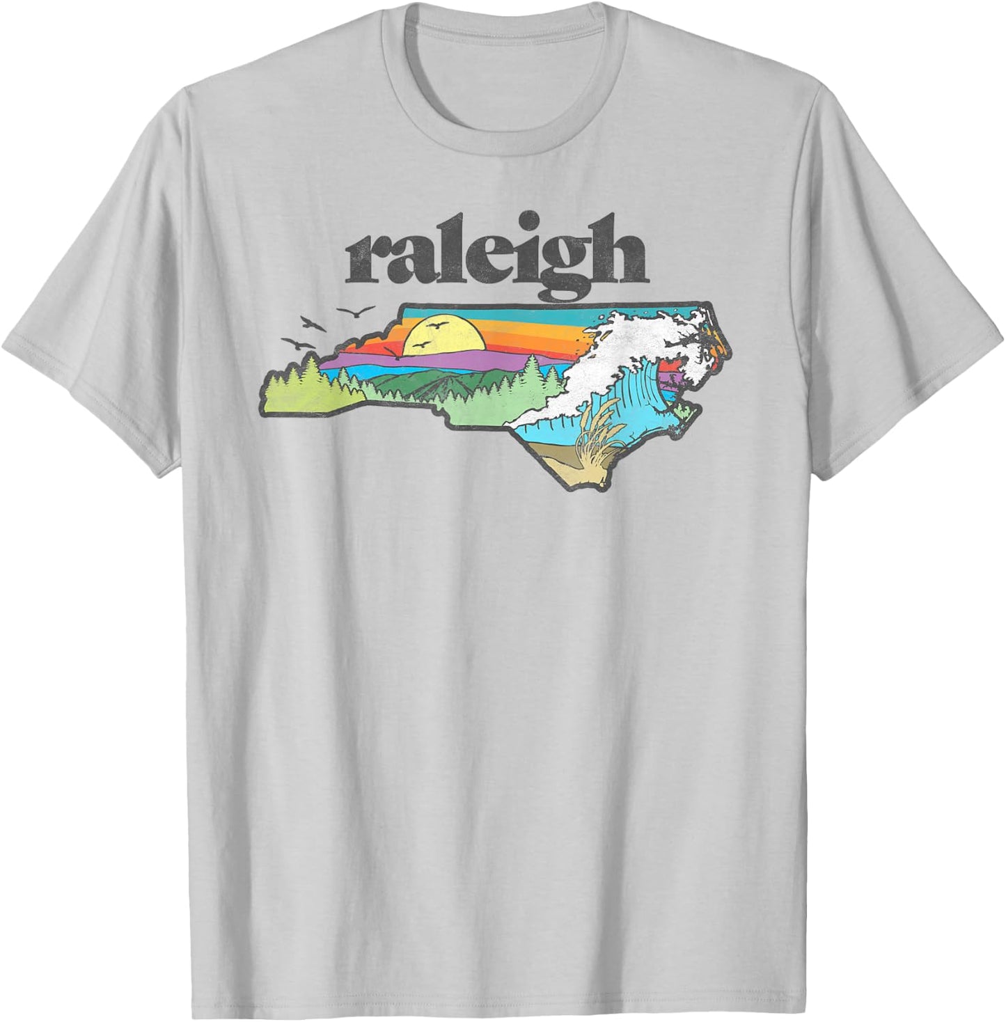 Raleigh North Carolina Outdoors Retro Nature T-Shirt - T-Shirt | Ash