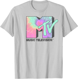 MTV Logo Neon Tie Dye Classic Graphic T-Shirt - T-Shirt | Ash
