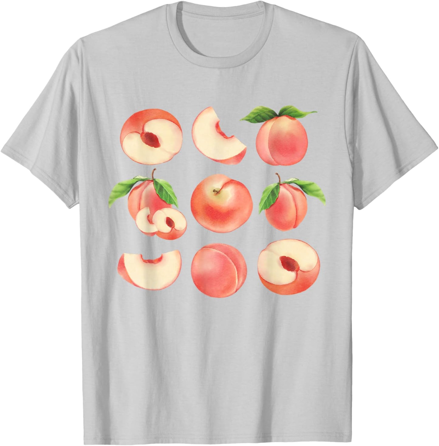 Vintage Peaches Graphic Cute Women Summer Fruit T-Shirt - T-Shirt | Ash