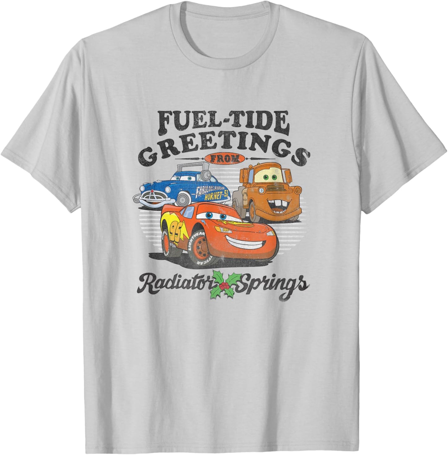 Disney Pixar Cars Christmas Fuel-Tide Greetings Vintage T-Shirt - T-Shirt | Ash