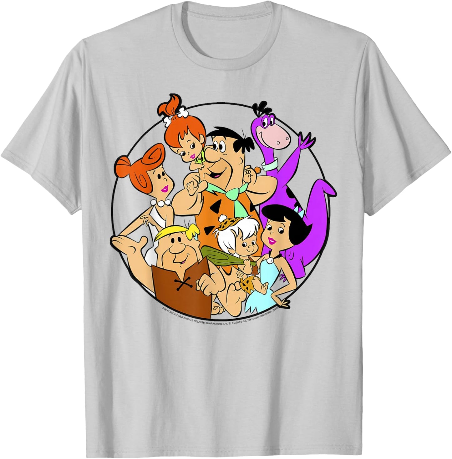 The Flintstones Group Shot Circle T-Shirt - T-Shirt | Ash